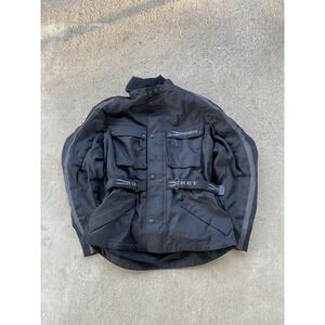 Joe Rocket Motorcycle Jacket Mens Large Black Touring Textile Armor Reflective